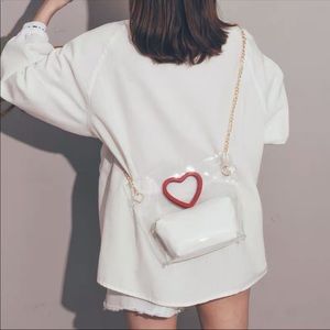 NEW Clear purse with heart ❤️ handle